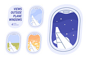 Views outside plane windows set, a Transportation Illustration by Good Studio (Thumbnail 1 of 3)