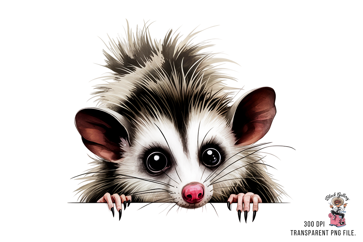 Cute Opossum PNG Clipart Bundle, a Graphic by Clipart Bloom (Photo 6 of 11)