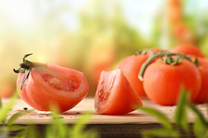 Fresh Tomato Wedges on Wooden Board, a Food & Drink Photo by Davizro's Market