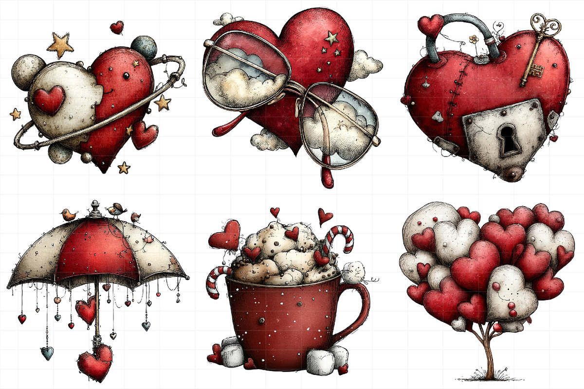 Whimsical Valentine Clipart Bundle, an Illustration by Daily.Designs (Photo 5 of 5)
