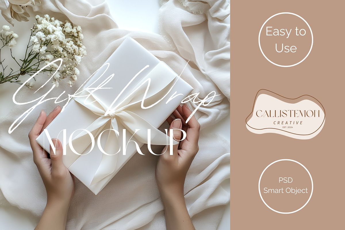 Minimal Gift Wrap Mockup WR011-01, a Books & Magazine Mockup by Callistemon Creative (Photo 1 of 9)