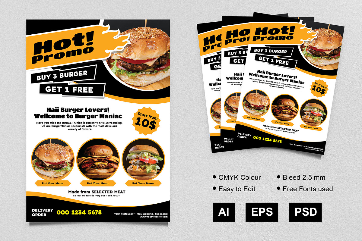Fast Food Flyer Design, a Flyer Template by Kleffont Studio