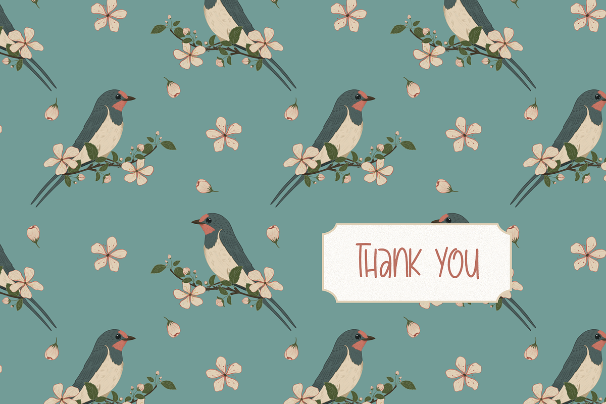 Vintage Apple Blossom & Swallows, a Pattern Graphic by PenguinArtStudio (Photo 15 of 15)