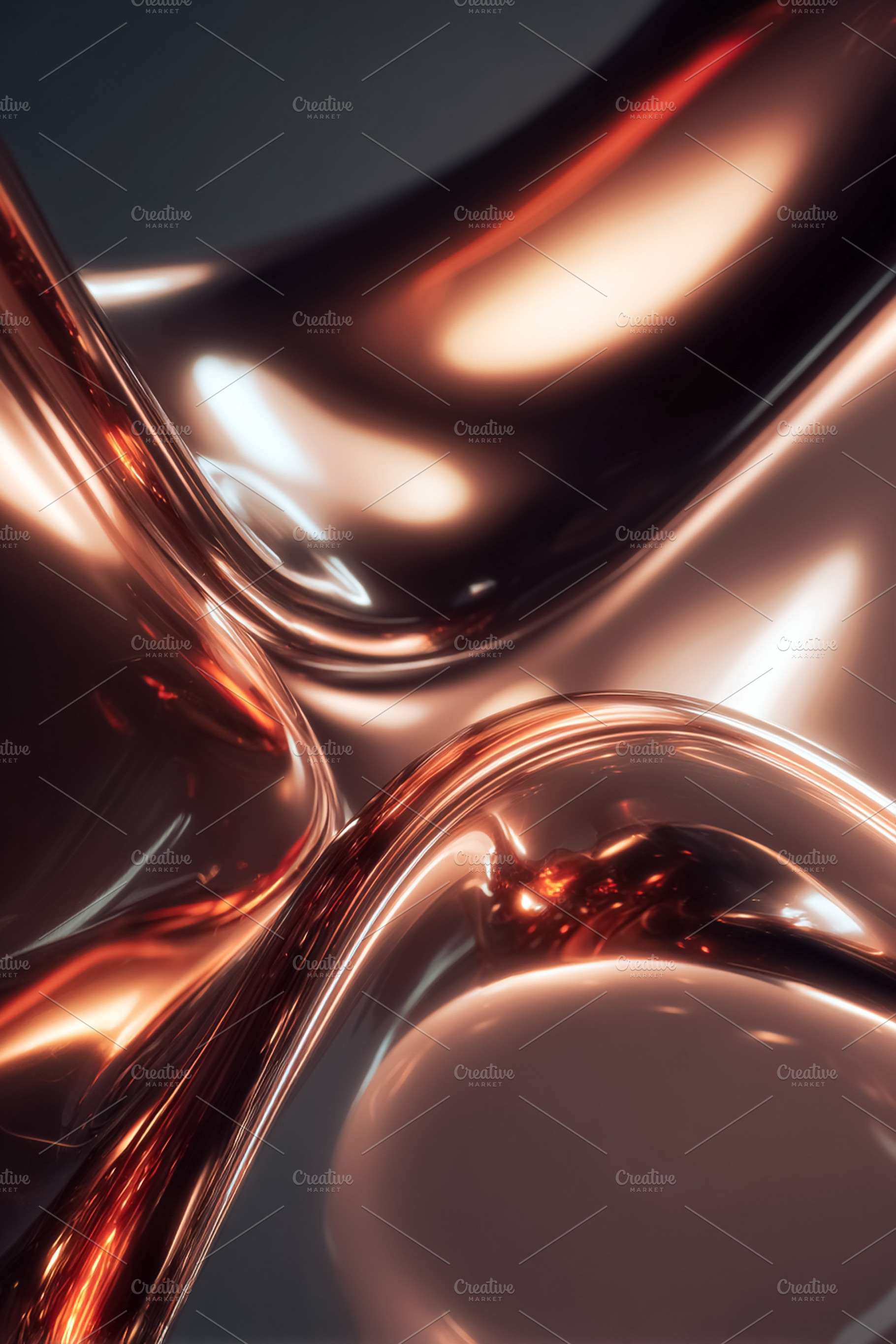 Wavy liquid metallic surface creating an abstract background with reflective co, a Photo by Studio ANNA