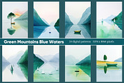Green Mountains Illustrations, a Decorative Illustration by Housui Patterns (Thumbnail 3 of 6)
