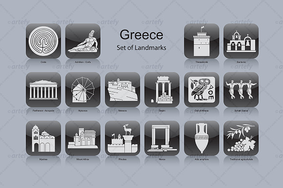 Greece Landmark Icons (16X)