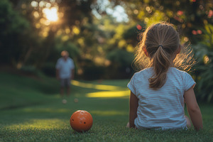 Child enjoys sunny afternoon in gard, a Photo by Tanuart