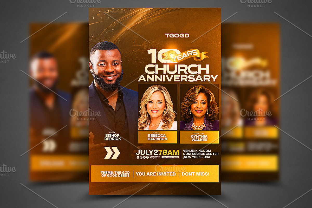 10 Year Church Anniversary Flyer PSD, a Social Media Template by church flyer templates (Photo 1 of 12)