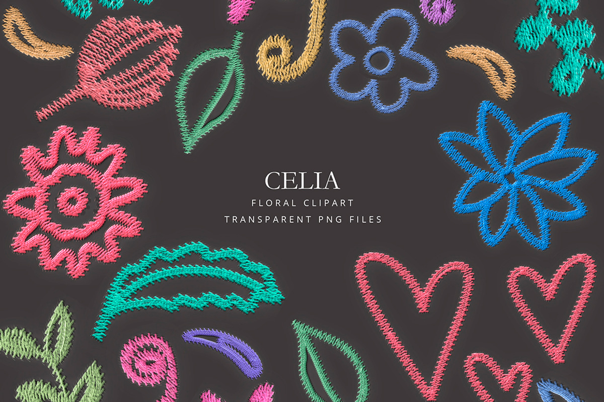 Embroidered flowers clipart, an Illustration by AS Studio (Photo 5 of 5)