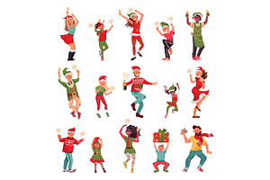 Christmas party characters. Happy, a Graphic by Valerie Bodnar