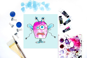 Watercolor monsters creator