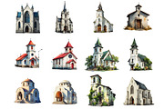 White Church Clipart, an Illustration by DreamArtGraphic (Thumbnail 3 of 4)