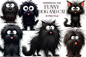 Funny Dog And Cat Clipart, an Illustration by Daily.Designs