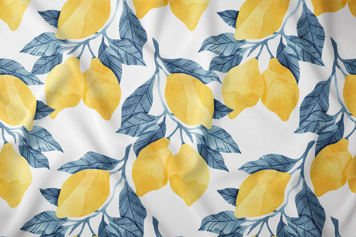 Lemons Blue Leaves, a Food Illustration by Helga Wigandt (Photo 8 of 8)