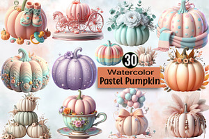 Pastel Pumpkin Sublimation Clipart B, an Illustration by SVGArt