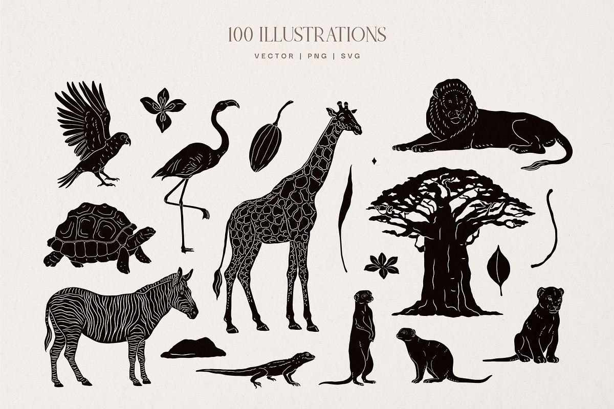 Starlit Safari Graphic Collection, an Animal Illustration by rouxsupplyco (Photo 3 of 16)