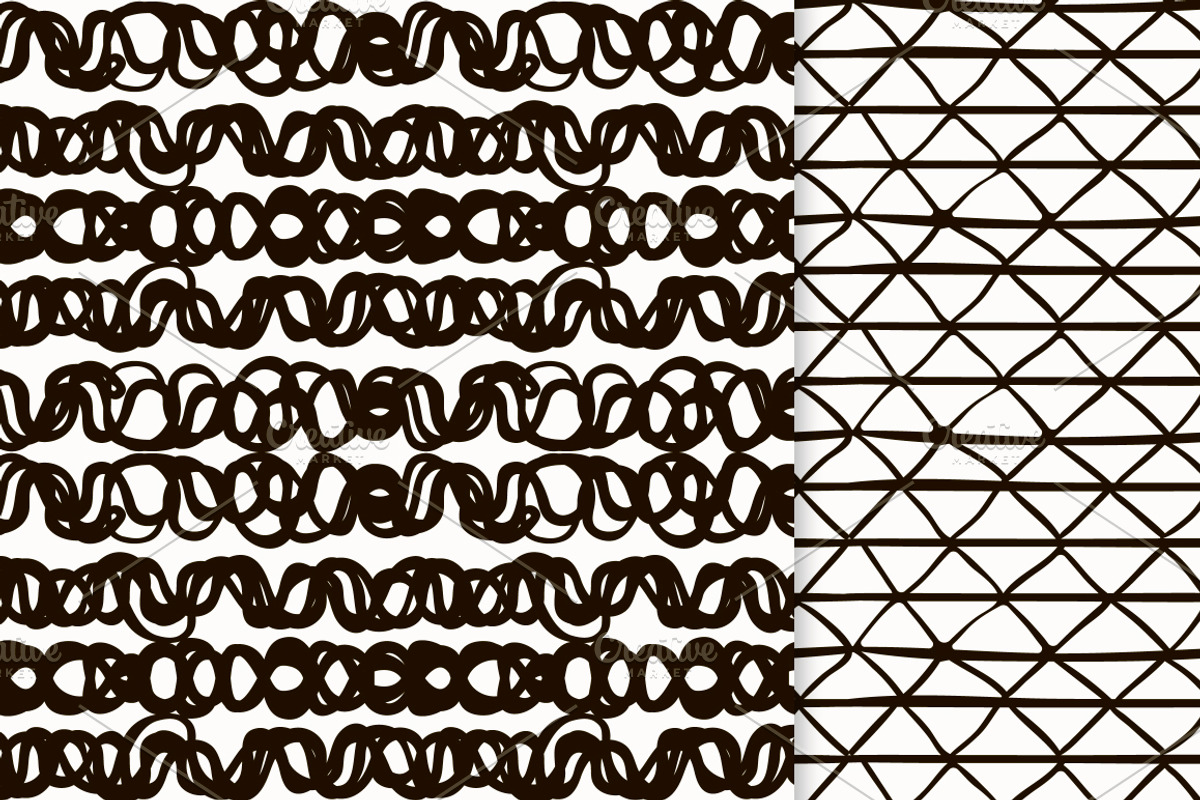 6 Black Sketched Seamless Patterns, a Pattern Graphic by Olya Creative (Photo 3 of 4)