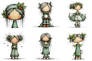 Cute Holly Girl Clipart, an Illustration by DreamArtGraphic (Thumbnail 4 of 5)
