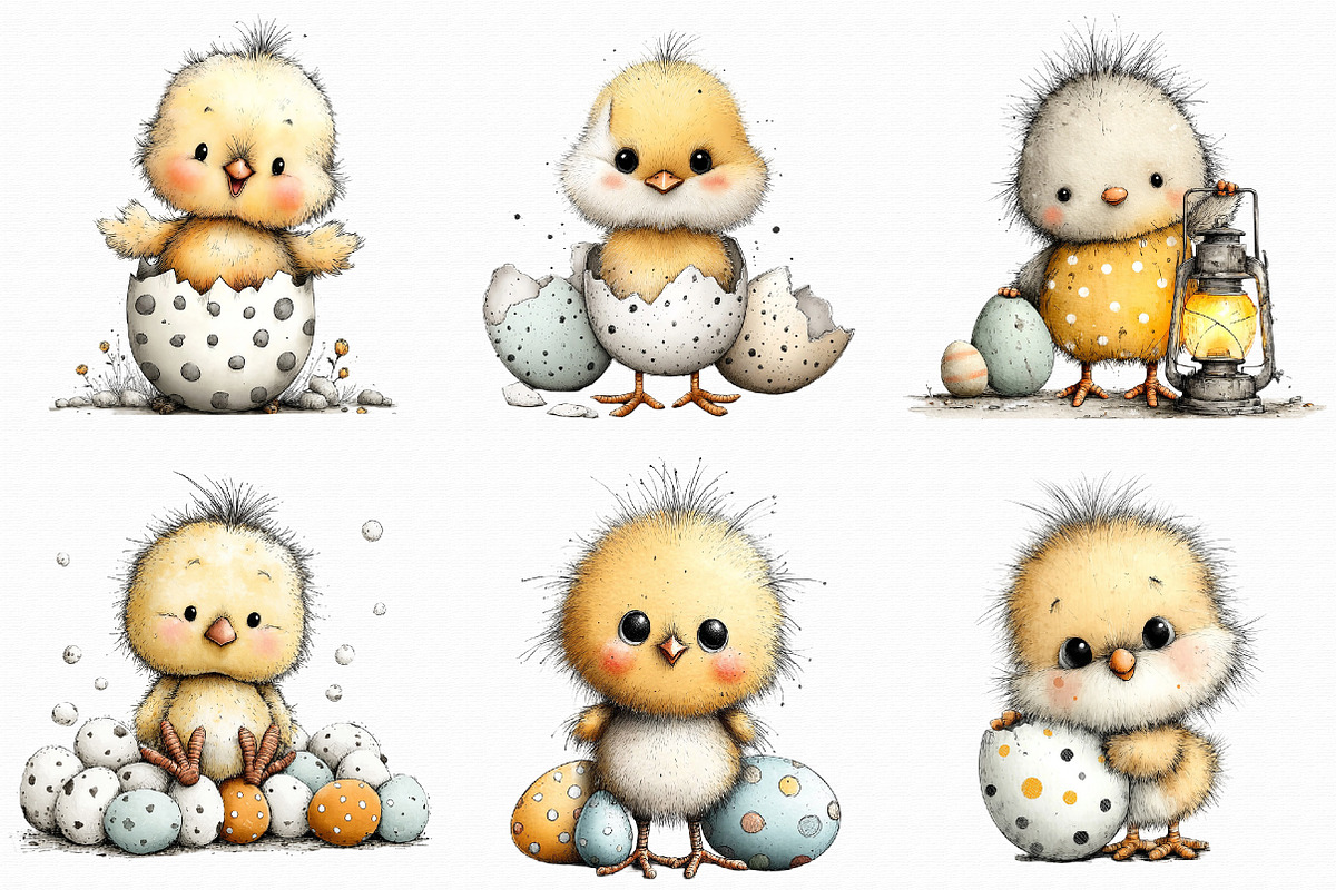 Easter Chick and Egg Clipart, an Illustration by Libby Wishes (Photo 4 of 8)