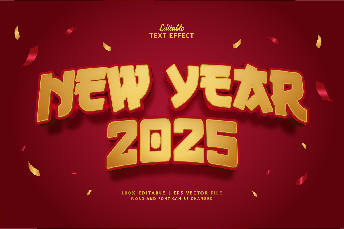 Text Effect Happy New Year 2025, a Layer Style Add-On by Navy Graphic (Photo 1 of 2)