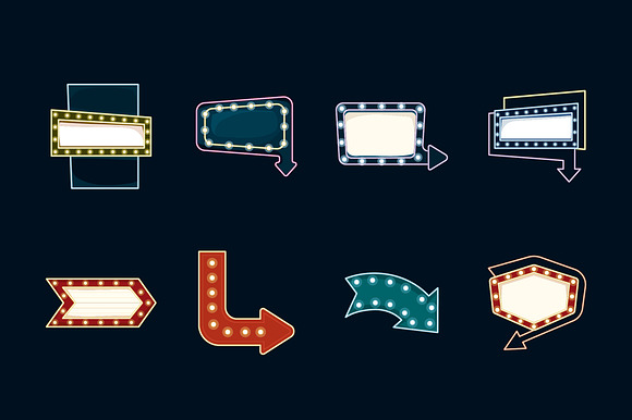 Retro Neon Classics Lights Icons Set preview 2