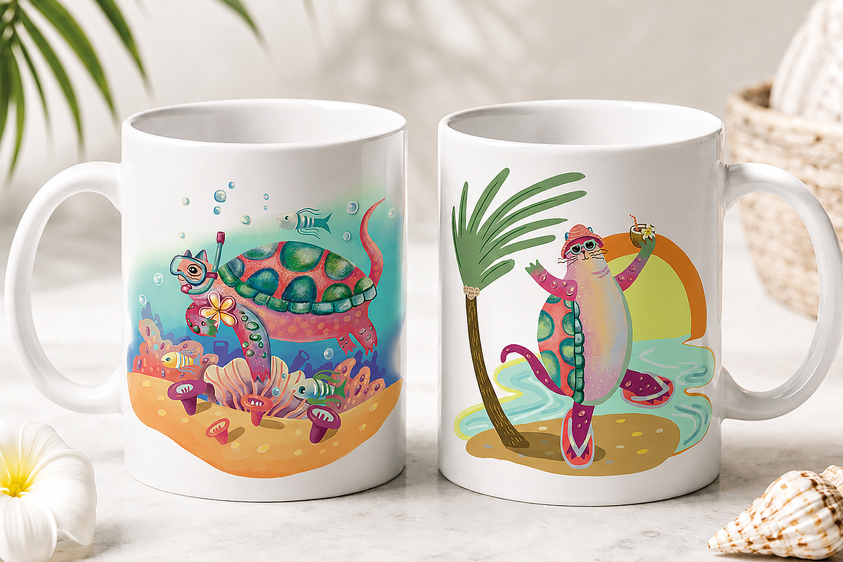 Tropical Cat Characters PNG, a Seasonal Illustration by FaliushViktoriaArtist (Photo 3 of 7)