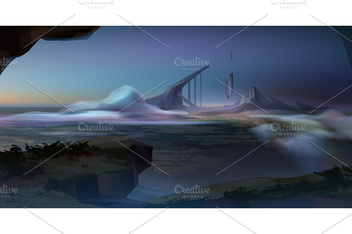 Vector Futuristic Landscape Set, a Technology Illustration by Zonda (Photo 7 of 12)