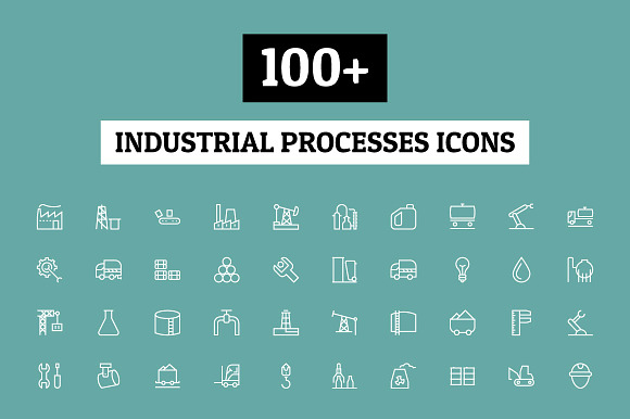 100 Industrial Processes Icons