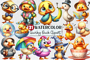 Watercolor Quirky Duck Clipart, an Animal Illustration by Rose Art (Thumbnail 1 of 5)