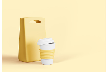 Paper lunch bag with handle and, a Food & Drink 3D Model by Marozhkastudio