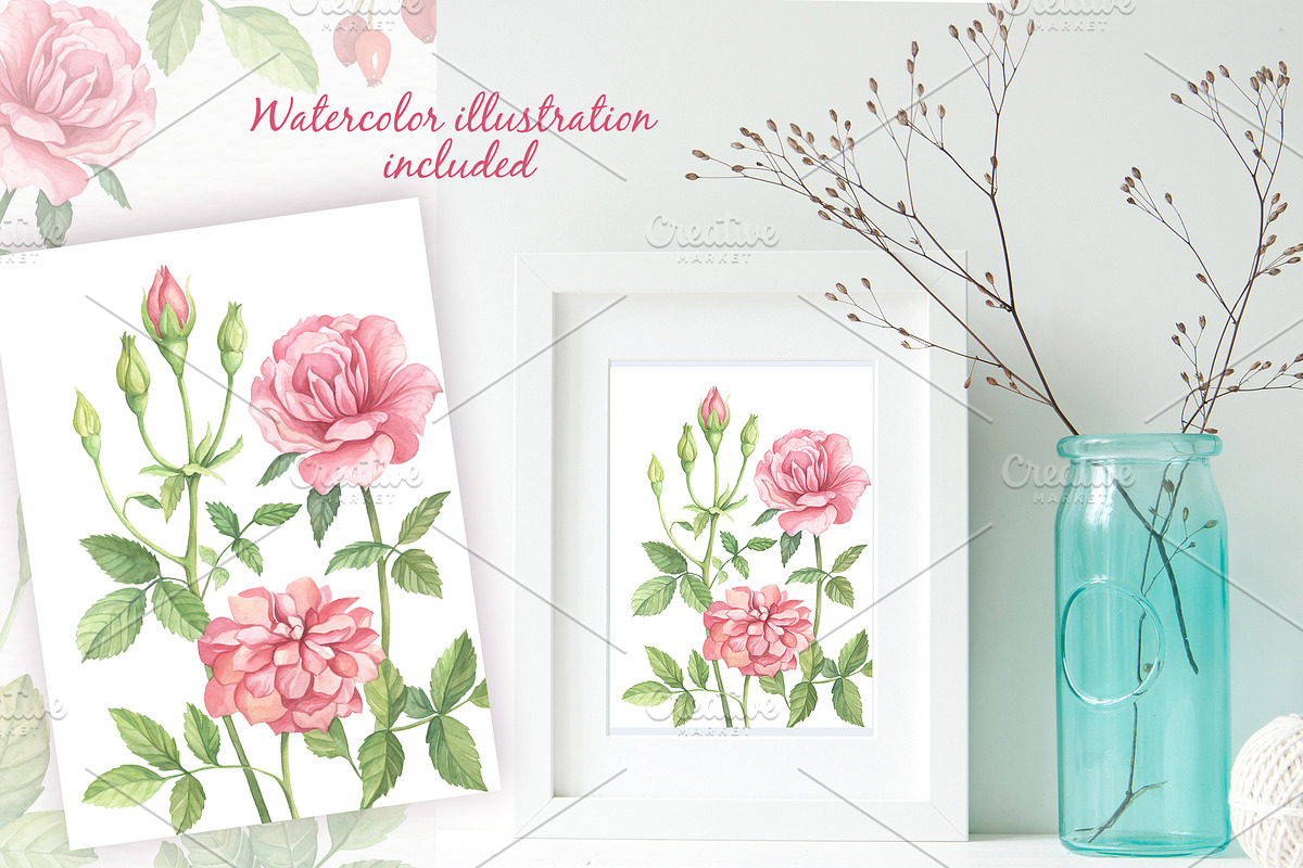 Wild Roses Watercolor Set, a Decorative Illustration by Irina Diasli (Photo 7 of 9)