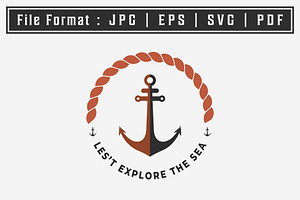 Vintage Emblem Anchor Logo With Ship