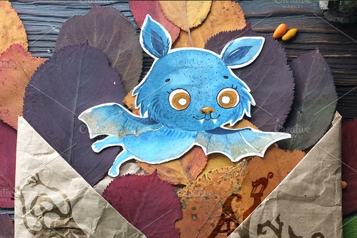 Bat cute characters, an Animal Illustration by JaneLane (Photo 5 of 5)