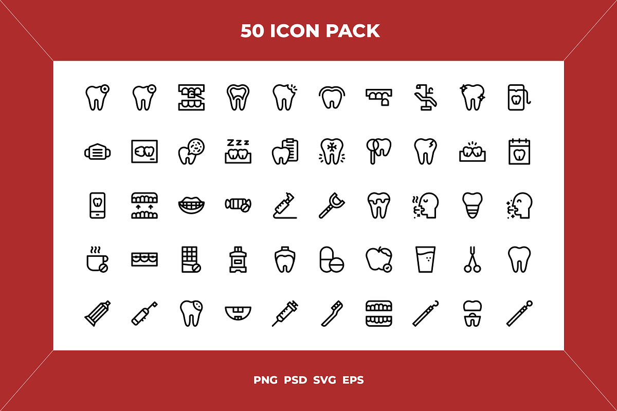 Dental care icons, an Outline Icon by Wencory (Photo 1 of 2)