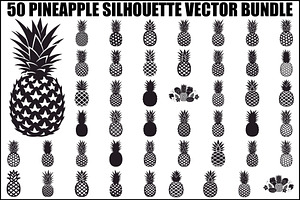 Pineapple Silhouette Vector Bundle, an Illustration by jahid234