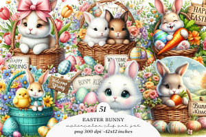 Easter bunny clipart bundle, an Illustration by SinaCreation