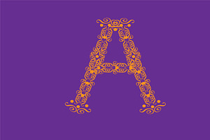 Ornament Fonts Alphabet A - Z Pink