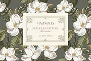 Magnolia vector sophisticated  patte, a Pattern Graphic by FleurArt (Thumbnail 1 of 6)