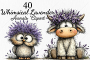 Whimsical Cute Lavender Animals PNG, a Seasonal Illustration by Canvas Craft (Thumbnail 1 of 10)
