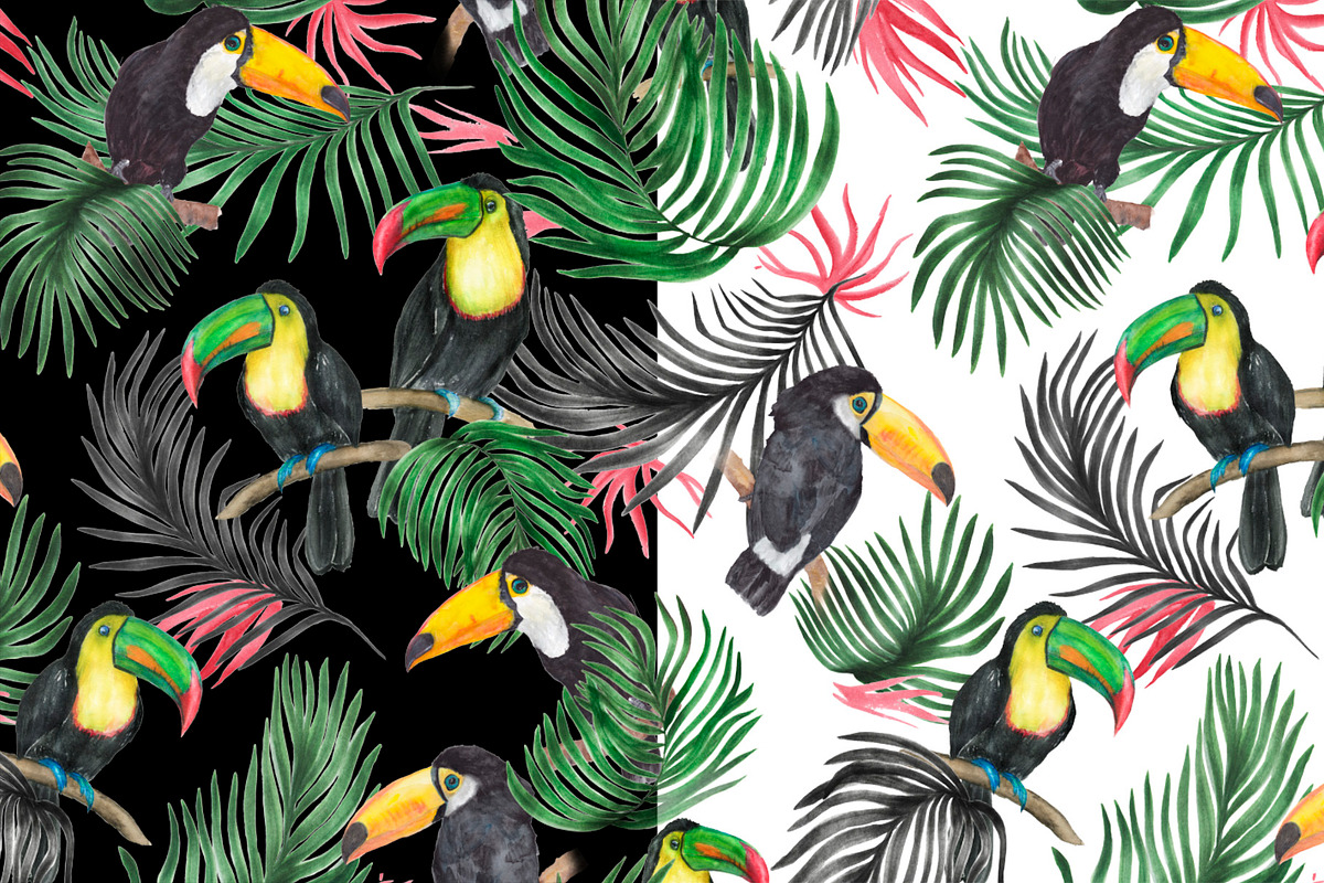 Watercolor toucan patterns, a Pattern Graphic by ramika (Photo 5 of 5)