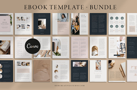 Ebook Template Bundle (58 Pages), a Marketing Template by Her Creative Studio