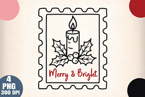 Christmas Candle Stamp PNG, an Illustration by Daily.Designs