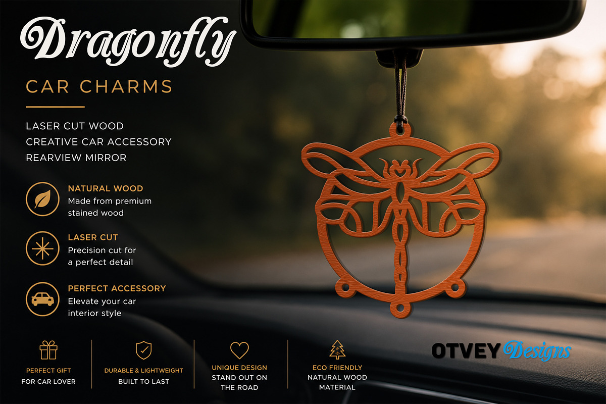 Dragonfly Car Charms laser Cut, an Object Graphic by OTVEY DESIGN (Photo 8 of 13)