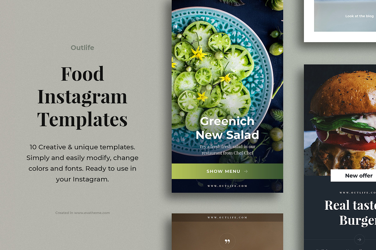 Outlife Food Instagram Templates, a Social Media Template by Creatoly (Photo 1 of 3)