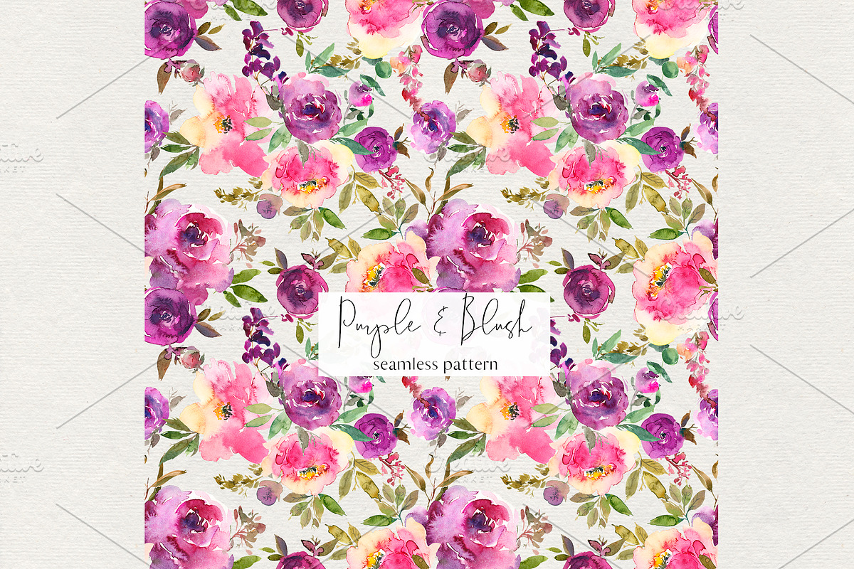Purple Blush Watercolor Flowers PNG, an Illustration by whiteheartdesign (Photo 6 of 8)