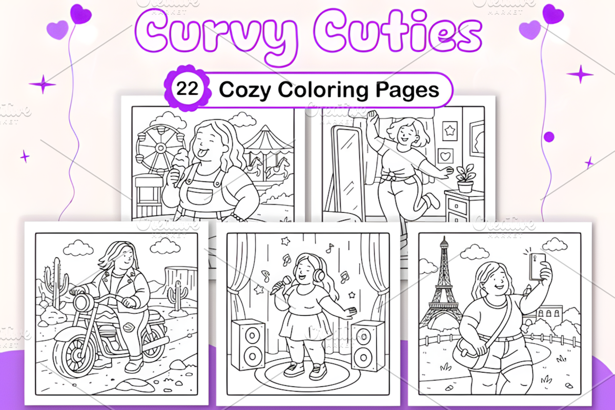 Curvy Cuties Cozy Coloring Pages, a Decorative Illustration by Design Station (Photo 1 of 4)