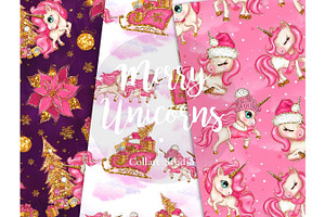 Christmas Unicorn Digital Paper