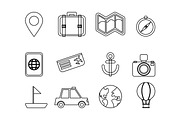 travel icons outline, an Outline Icon by nicollr's store (Thumbnail 3 of 3)