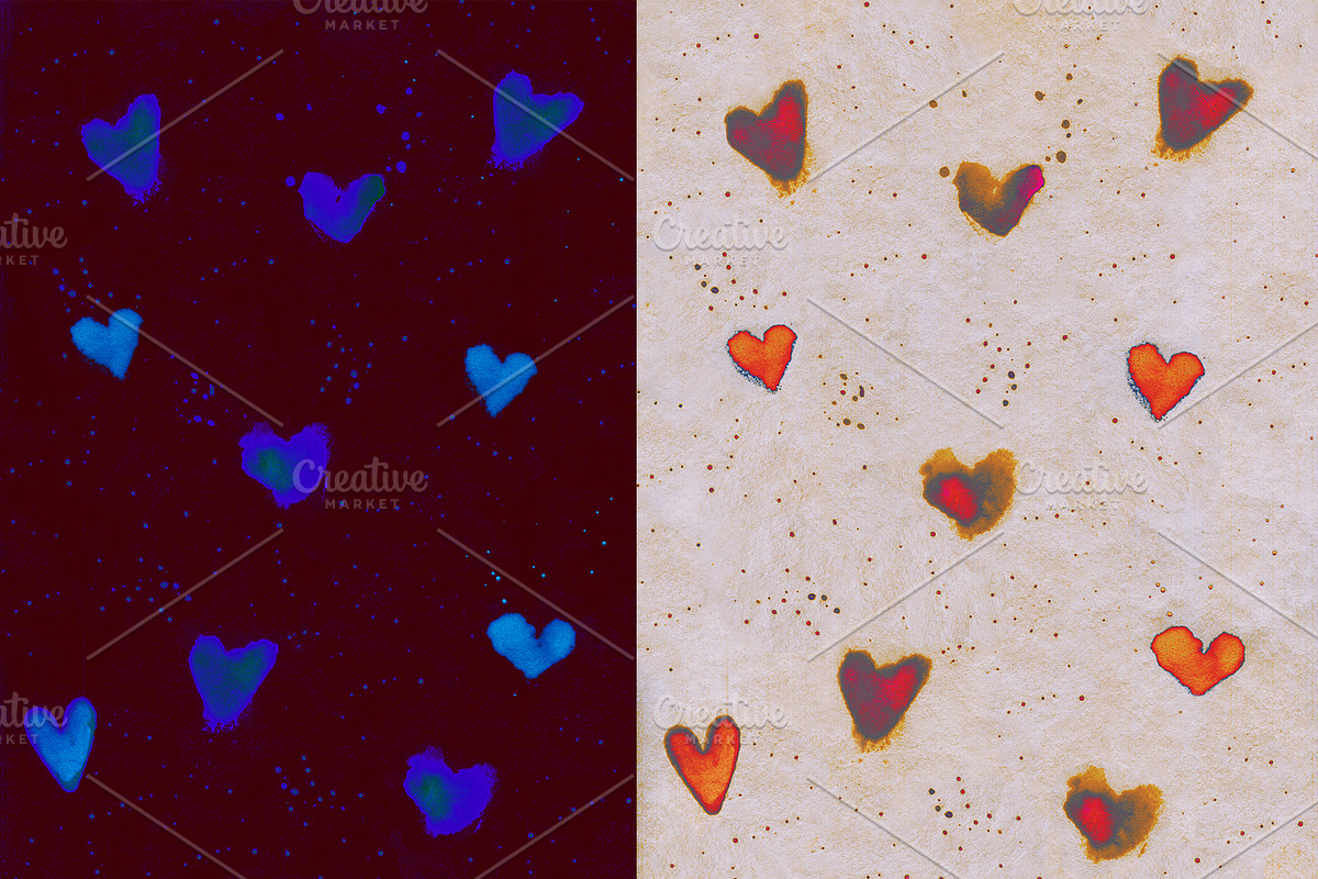 Watercolor hearts, a Texture Graphic by Natalia Flurno (Photo 3 of 4)