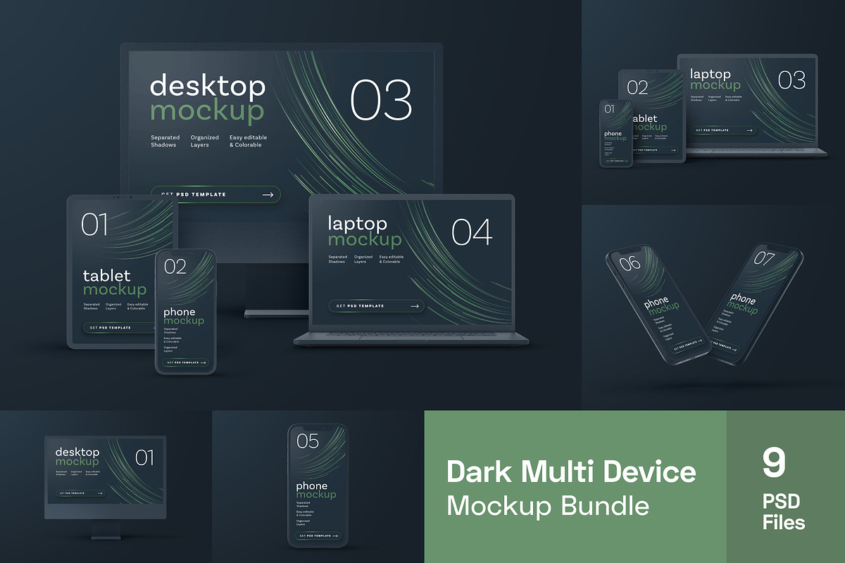 Dark Clay Multi Device Mockup Set, an iPhone Mockup by Deeplab (Photo 1 of 12)